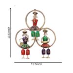 Furnshine – Wally Abstract Musician 3 Cap Lady in Ring Metal Wall Art | Handcrafted Multicolor Iron Wall Hanging Sculpture for Home, Living Room, Café & Restaurant Decor - Image 4