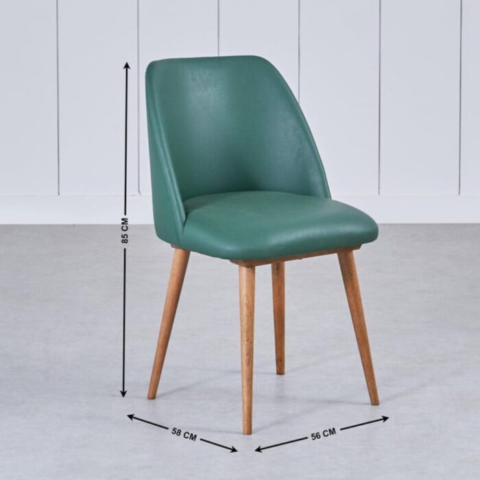 Furnshine - Rue Mango Wood Frame Set of 2 Faux Leather Seating Dining Chair - Green - Image 8