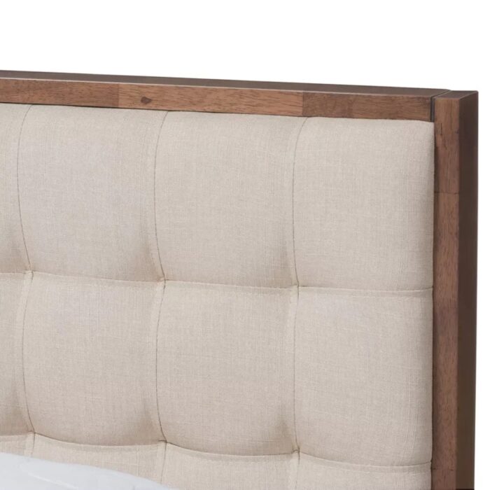 Furnshine - Soloman Mid-Century King Size Bed Light Beige & Brown - Image 6