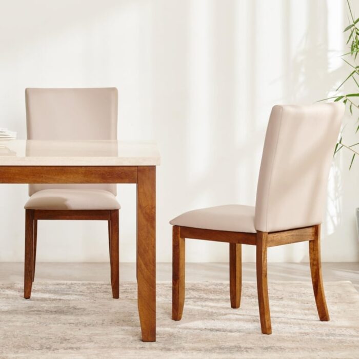 Furnshine - Harper Set of 2 Faux Leather Dining Chairs - Beige - Image 5