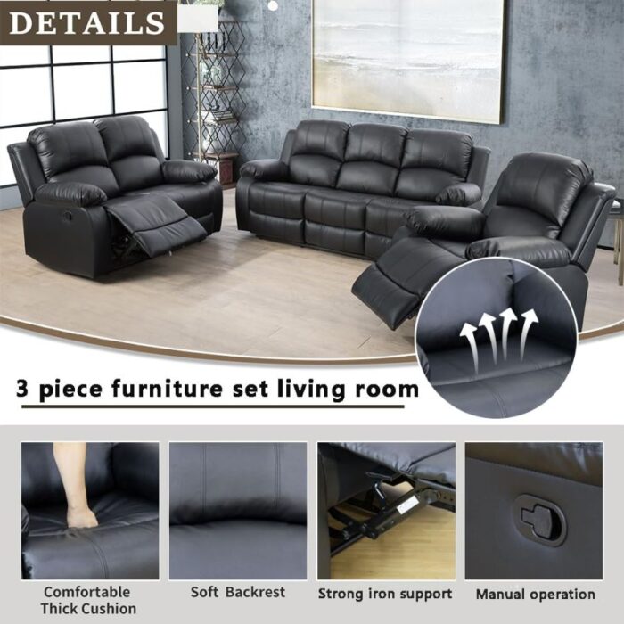 Furnshine - Jarrett Luxury Leather Recliner Sofa with Loveseat & Chair - Image 12