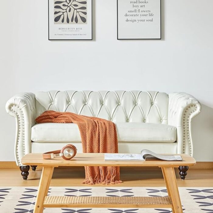 Furnshine - Idalina PU Faux Leather Chesterfield 3-Seater Large Sofa with Loveseat & Chair - Image 10