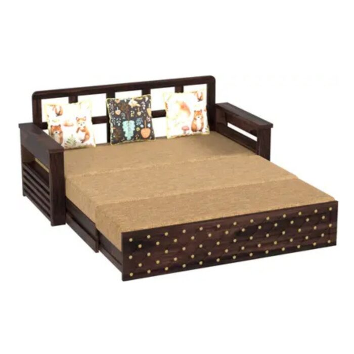 Furnshine - Twiggy Solid Wood Block Style Three Seater Sofa Cum Bed With Storage - Image 3