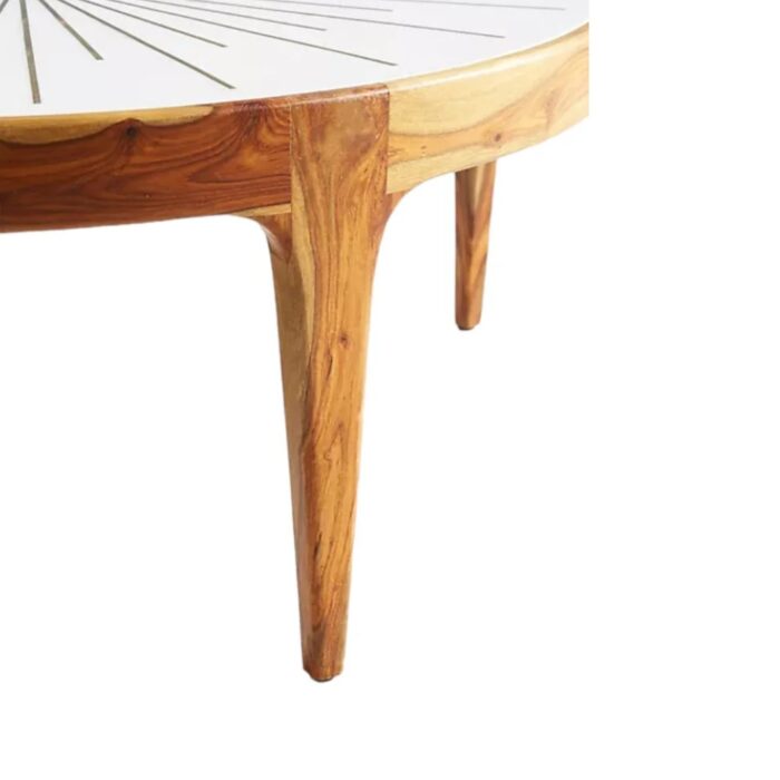 Furnshine - Sherwin Brass Starburst Round Wooden Coffee Table - Image 4