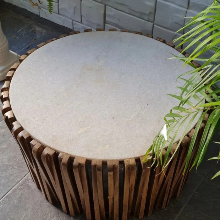Furnshine - Putnam Mango Wood & Marble Top Round Coffee Table - Image 6
