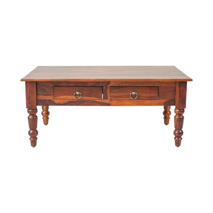 Furnshine - Randa Rectangular Solid Wood Two-Drawer Coffee Table (Honey Finish) - Image 8