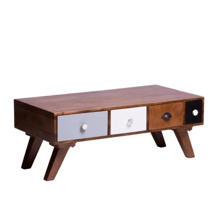 Furnshine - Pearce Multicolor Solid Wood Coffee Table - 4 Drawer for Storage - Image 4