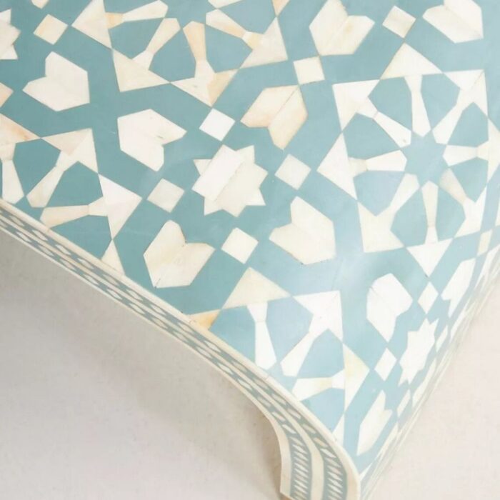 Furnshine - Drover Moroccan Bone Inlay Waterfall Coffee Table (Green) - Image 3
