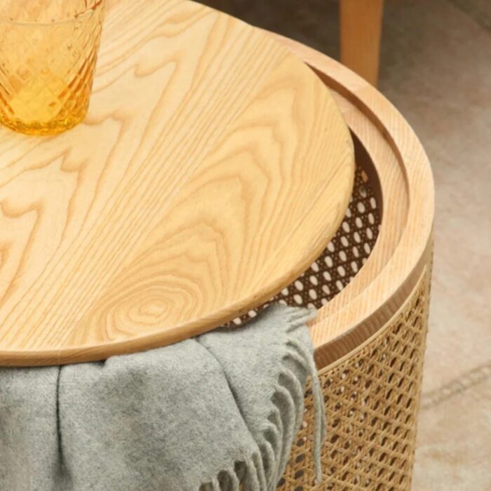 Furnshine - Dyson Round Solid Wood Rattan Side Table - Image 4