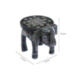 Furnshine - Kingsley Handcrafted Wooden Elephant Stool – Black Ethnic Floral Art | Decorative Accent Table - Image 3