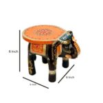 Furnshine - Morrison Handcrafted Wooden Elephant Table – Ethnic Painted Stool for Living Room Decor, Side Table & Festive Gift (Black & Orange) - Image 3