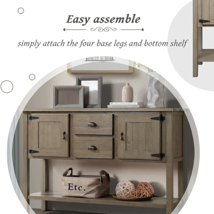 Furnshine - Sadler 48" Retro Sideboard Console Table with 2 Drawers, 2 Cabinets and Bottom Shelf - Image 5