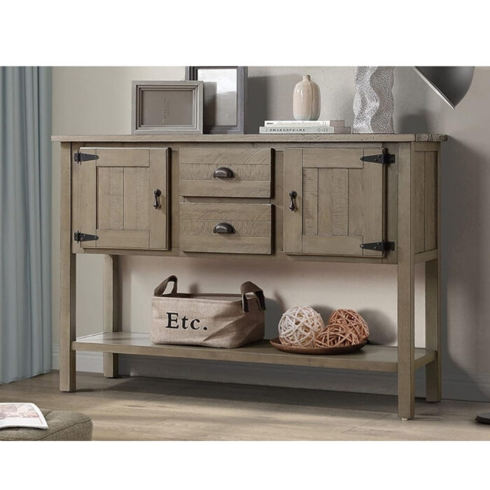 Furnshine - Sadler 48" Retro Sideboard Console Table with 2 Drawers, 2 Cabinets and Bottom Shelf - Image 8