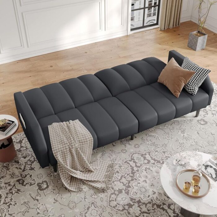 Furnshine - Avri Faux Leather Futon Adjustable Sofa Bed Couch - Image 20