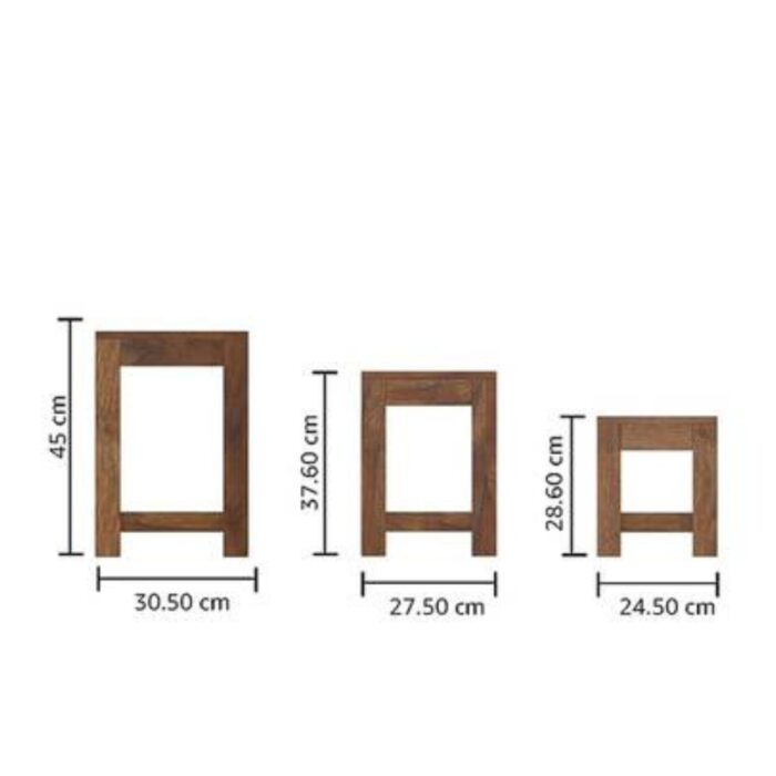 Furnshine - Multipurpose Sheesham Wood Nesting Table Set of 3 Stools - Image 6