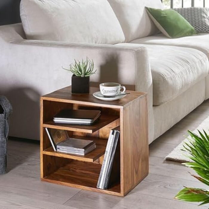 Furnshine - Blakeley Sheesham Wood Bedside End Table with 3 Shelf - Image 3