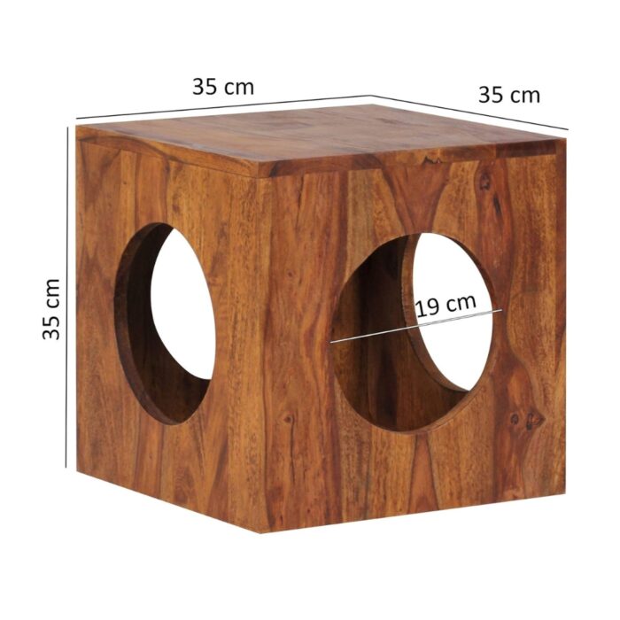 Furnshine - Wayland Sheesham Wood Side Table in Cube Form - Image 8