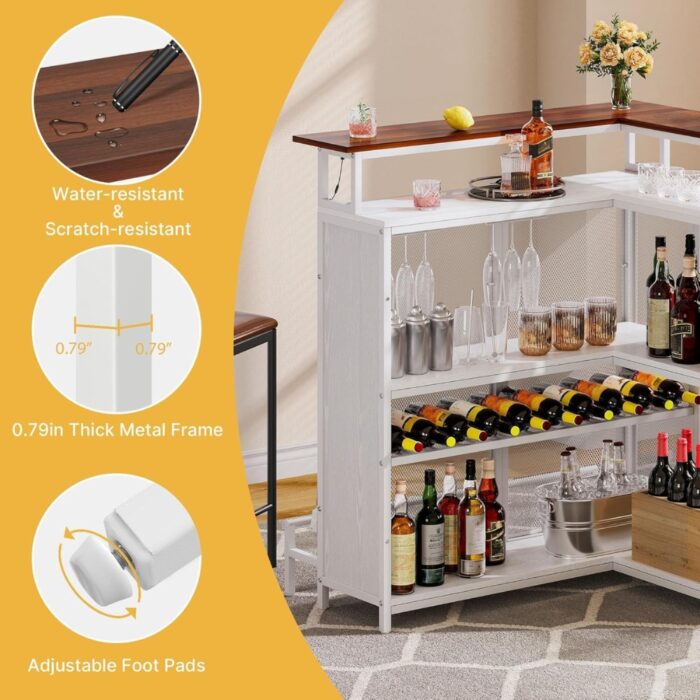 Furnshine - Gifford L-Shaped Home Bar Unit with LED Light APP Control - Image 5