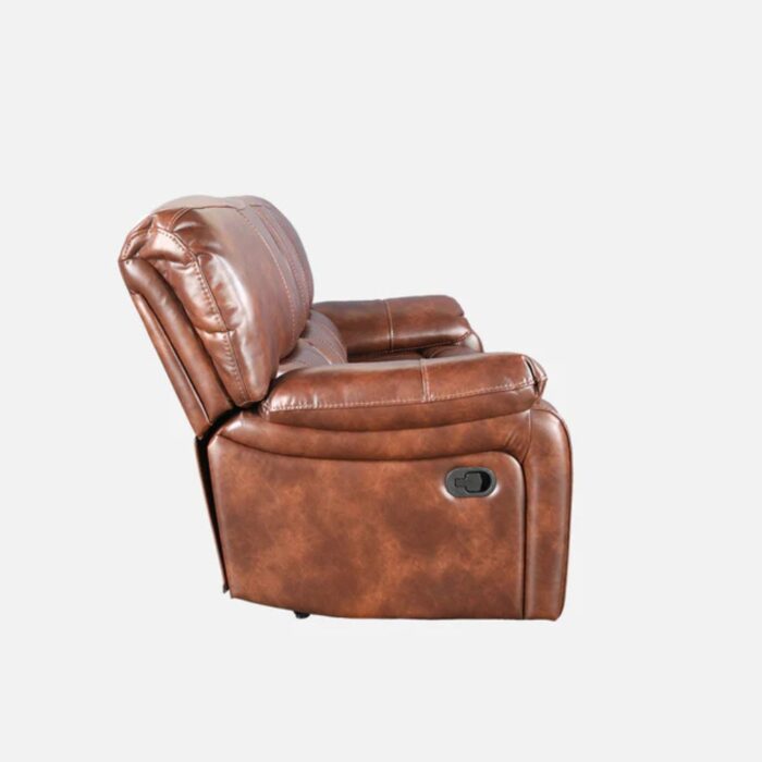 Furnshine - Tristram Leather Fabric Three Seater Recliner Sofa (Brown) - Image 4