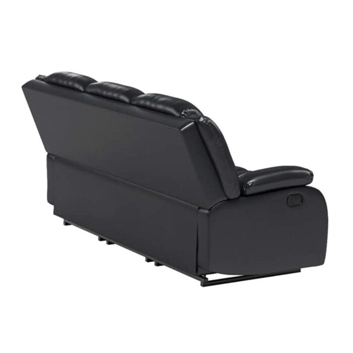 Furnshine - Ceil PU Leatherette 3-Seater Recliner Sofa (Black) - Image 7
