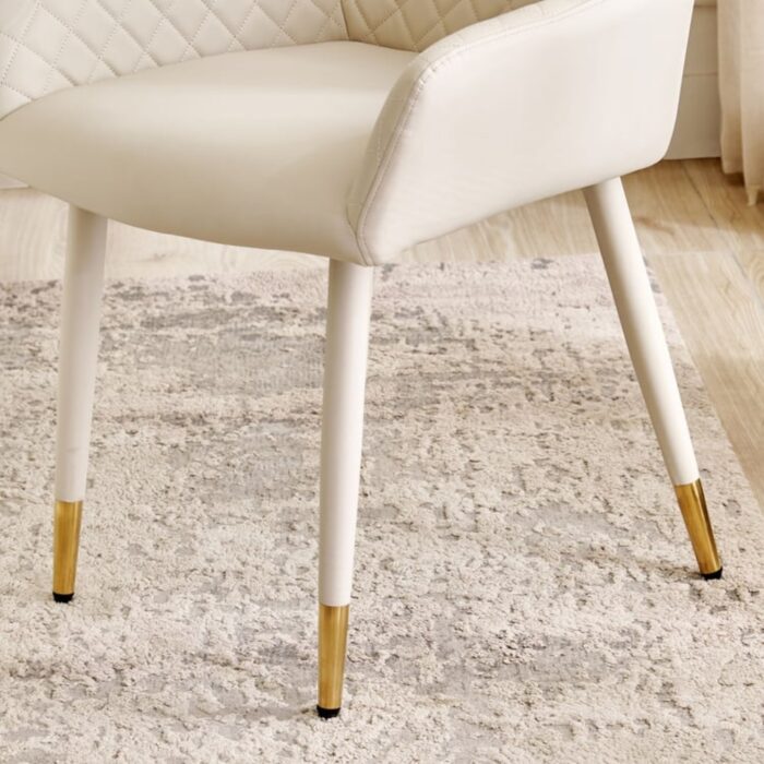 Furnshine Alfie Set of 2 Faux Leather Dining Chairs - Cream - Image 6