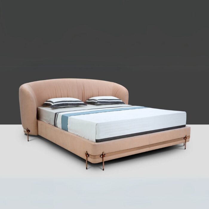 Funshine - Pomeroy Light Pink Color King Size Bed with Curved Design & Metal Legs - Image 4