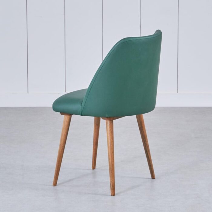 Furnshine - Rue Mango Wood Frame Set of 2 Faux Leather Seating Dining Chair - Green - Image 3