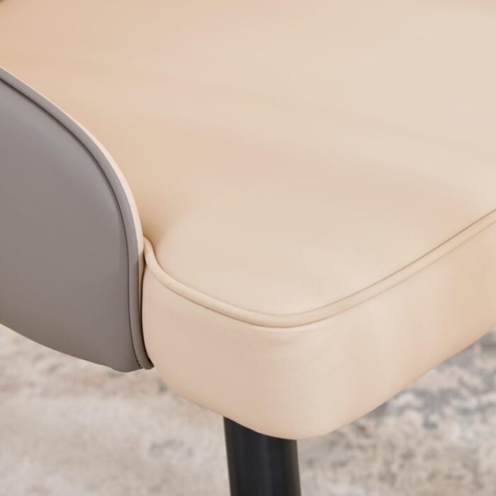 Furn Shine - Marigold Set of 2 Faux Leather Dining Chairs - Beige - Image 4