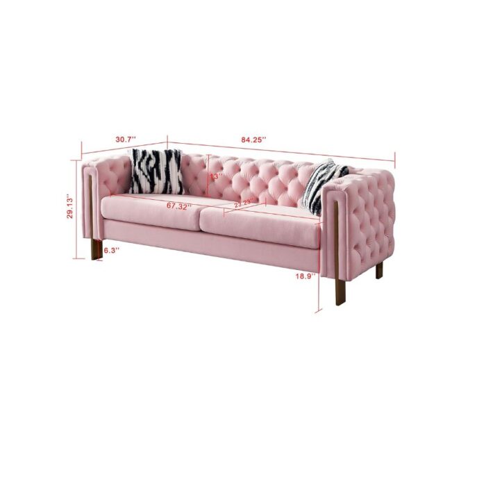 Furnshine - Eaton 84.25'' Velvet Square Arm Sofa - Image 9