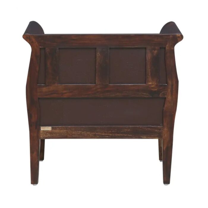 Furn Shine - The Rufus Solid Walnut Finish 1-Seater Sofa (Brown) - Image 5