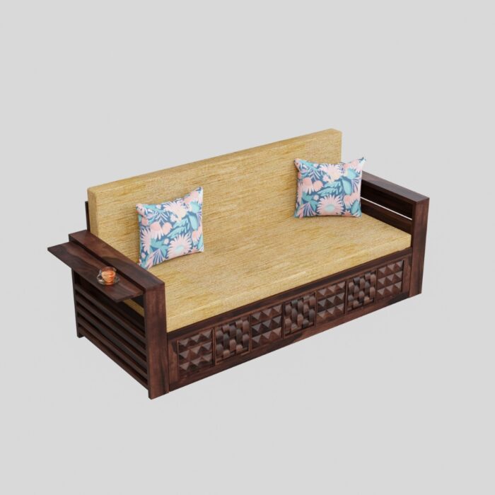Furnshine - Blakely 3-Seater Solid Sheesham Wood Sofa Bed (Walnut Finish) - Image 5