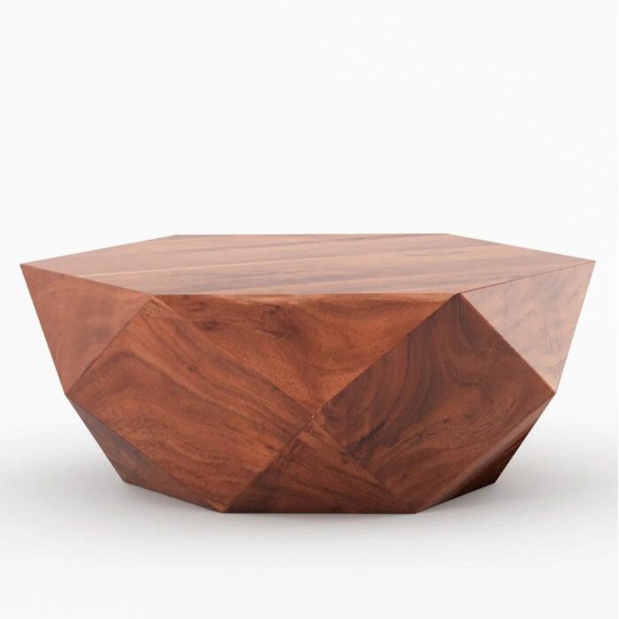 Furnshine - Selby Solid Sheesham Wood Geometrical Shape Coffee Table - Image 3
