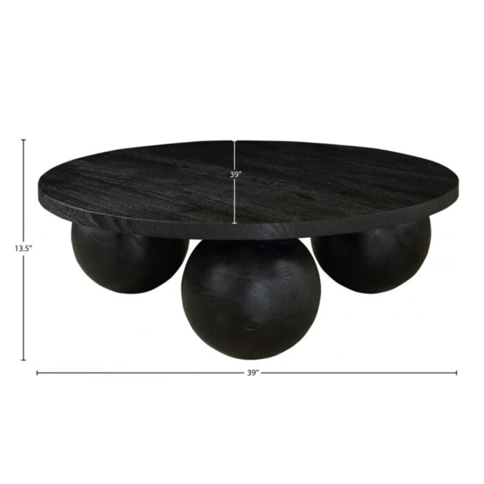 Furnshine - Rad 39" Solid Wood Round Coffee Table with Ball Shape Base - Image 4