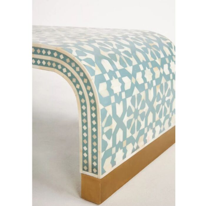 Furnshine - Drover Moroccan Bone Inlay Waterfall Coffee Table (Green) - Image 4