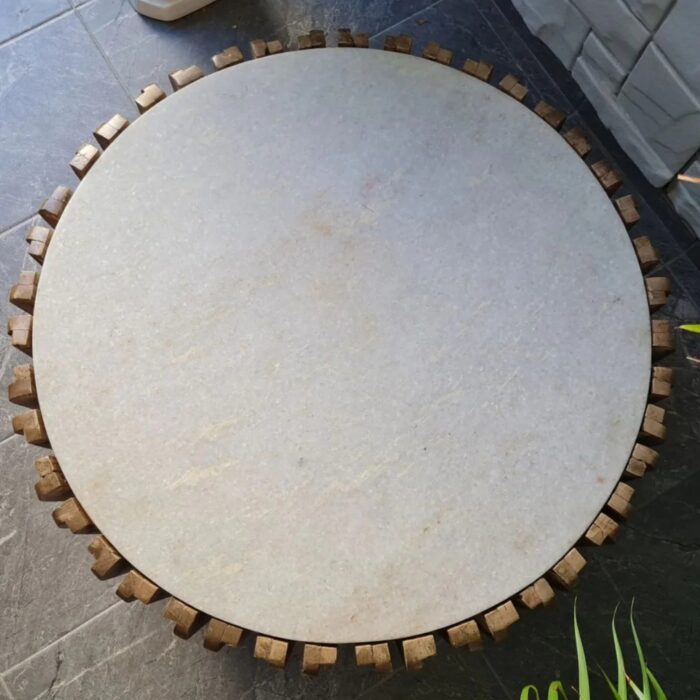 Furnshine - Putnam Mango Wood & Marble Top Round Coffee Table - Image 4