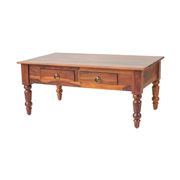 Furnshine - Randa Rectangular Solid Wood Two-Drawer Coffee Table (Honey Finish) - Image 7