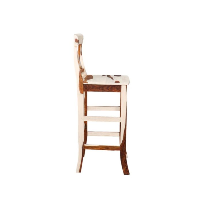 Furnshine - Lenora Solid Wood Set of 2 Bar Stool in White and Teak Finish - Image 8