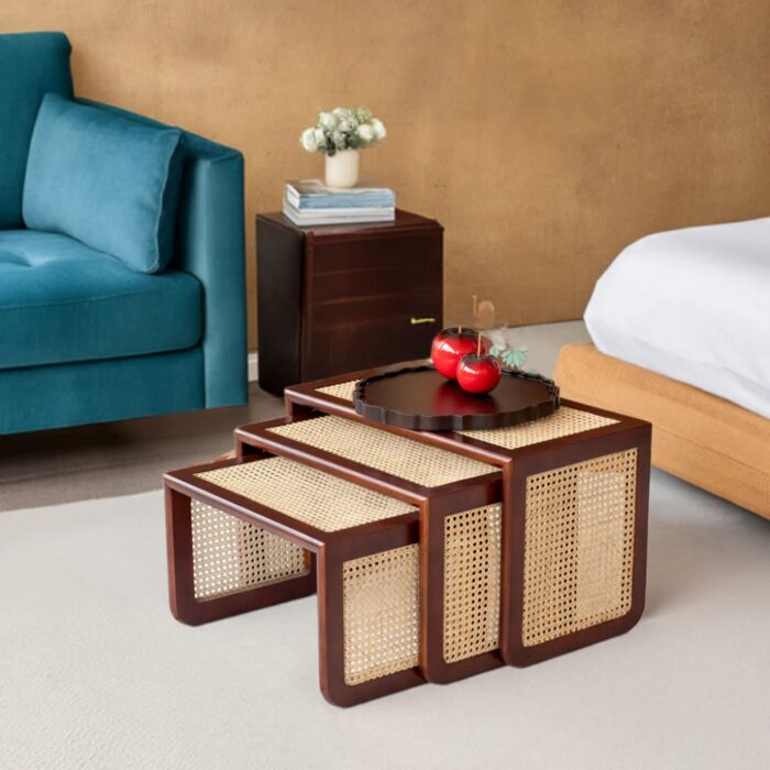 Furnshine - Starlit Rattan Nesting Table - Set of 3 - Image 6