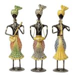 Furnshine - Vinny Handcrafted Rajasthani Musician Figurine Set – Iron Folk Art Table Decor (Set of 3 Colors) - Image 4