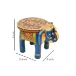 Furnshine - Hopper Handcrafted Wooden Elephant Stool – Multicolor Rajasthani Art | Decorative Indian Accent Table - Image 5