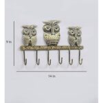 Furnshine - Lyndon Golden Metal Owl Key Holder for Wall | 3 Owls, 6 Hooks Entryway Key & Umbrella Hanger for Home Decor - Image 3