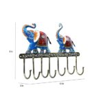 Furnshine - Hayden Multicolor Iron Elephant Key Holder for Wall | Handcrafted Metal Key Hanger with 7 Hooks | Decorative Elephant Wall Key Stand for Home & Office - Image 3