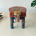 Furnshine - Hopper Handcrafted Wooden Elephant Stool – Multicolor Rajasthani Art | Decorative Indian Accent Table - Image 2