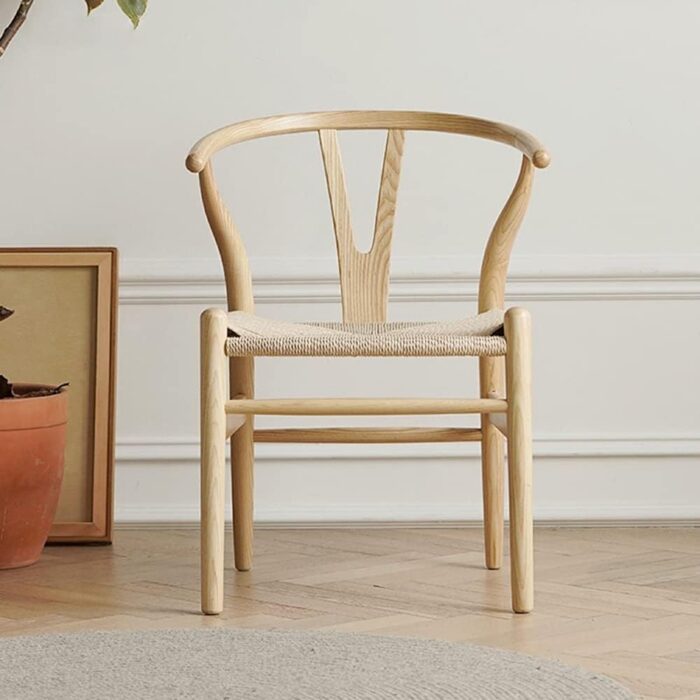 Furnshine - Natural Colour Frame Solid Wood Wishbone Dining Chair - Image 3