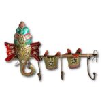 Furnshine - Divine Ganesha Wall Hanging Three Key Holder | Handcrafted Metal Ganesh Ji Key Rack with Blessing Hands for Entryway & Home Decor - Image 3