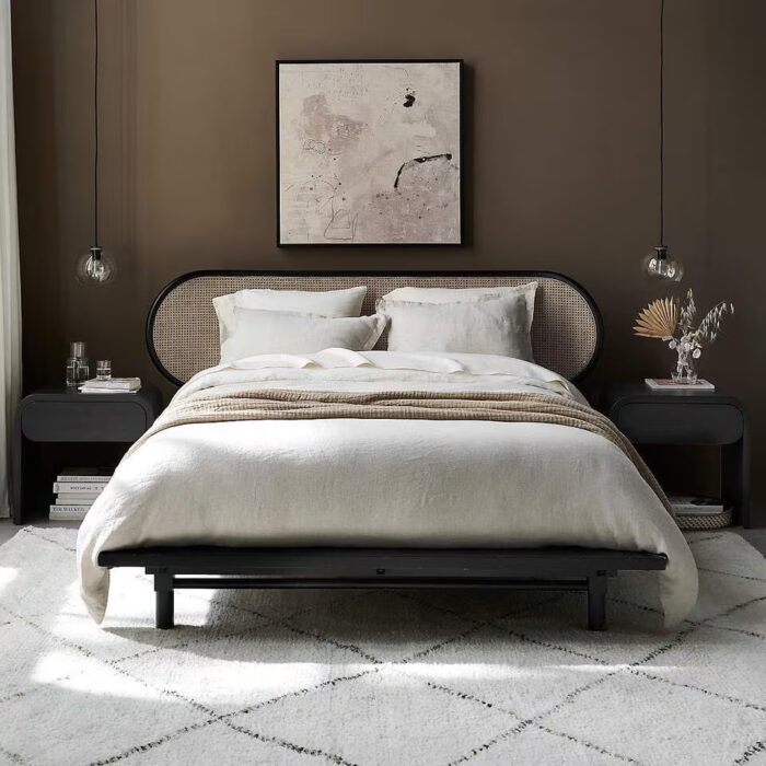 Furnshine - Upington Solid Acacia Wood Curve Cane King Bed - Image 4