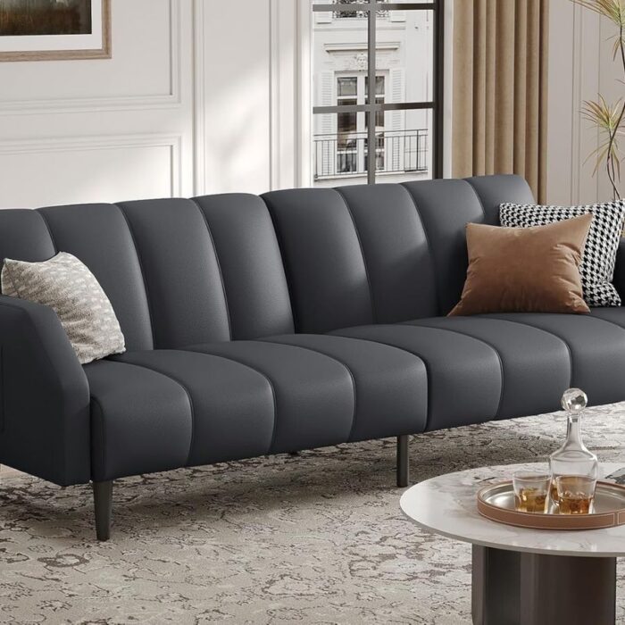 Furnshine - Avri Faux Leather Futon Adjustable Sofa Bed Couch - Image 21