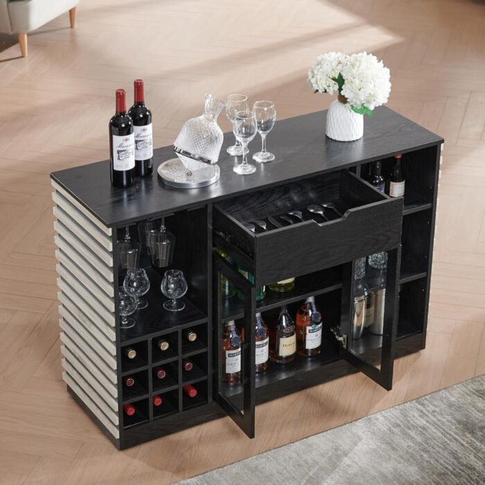 Furnshine - Parkin 47.5" Wine Bar Cabinet with Glass Doors and Drawers - Image 3