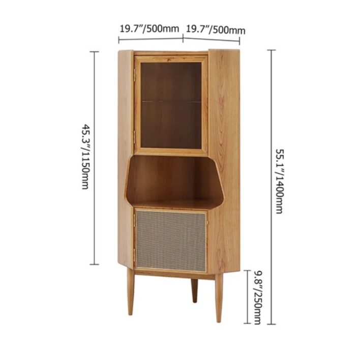 Furnshine - Nesbit Natural Corner 2-Door Bar Cabinet with Hutch & Shelf (Rattan Woven) - Image 6