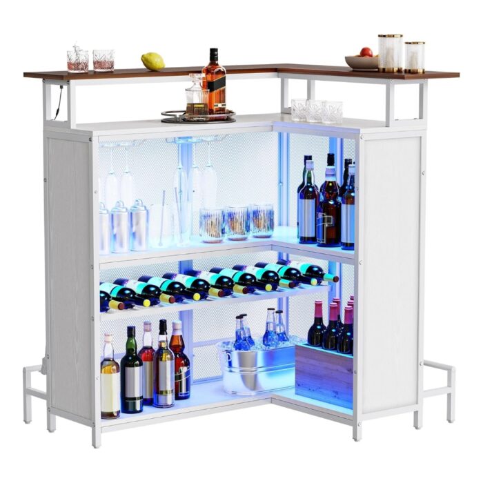 Furnshine - Gifford L-Shaped Home Bar Unit with LED Light APP Control - Image 7